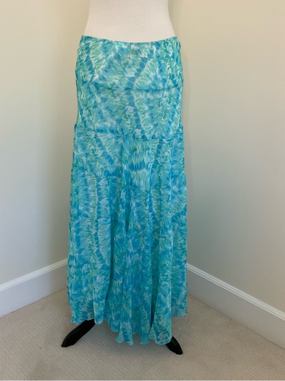 Ruby Rd. Teal &  Green Tie-Dye Maxi Skirt